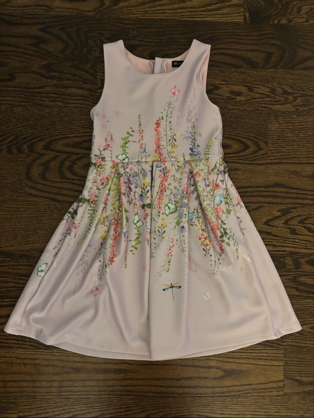 Girls Sleeveless Lavender Floral Print Party Dress